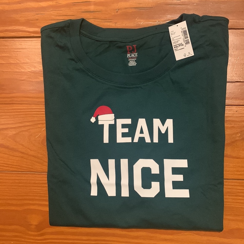 ✨🎄PJ Place Christmas/Holiday Unisex Team Nice Tee Shirt Size XXL